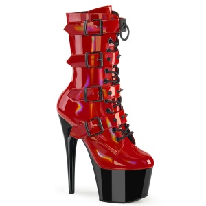 1046TT - 18 cm plataforma botas saltos altos envernizado vermelho