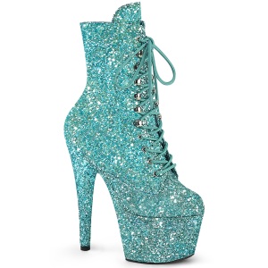 ADORE-1020GWR 18 cm bota salto alto plataforma pleaser glitter turquesa