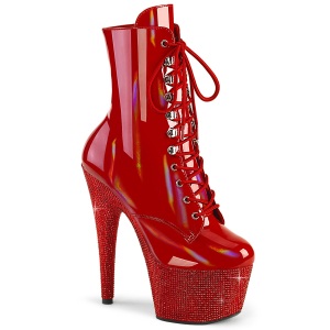 BEJ-1020-7 - 18 cm bota salto alto plataforma pleaser strass vermelho