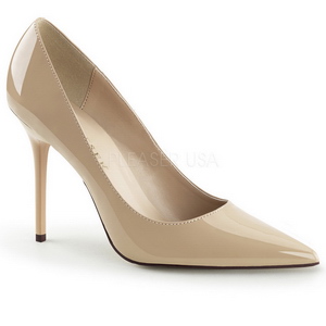 Bege Verniz 10 cm CLASSIQUE-20 Sapatos Scarpin Salto Agulha