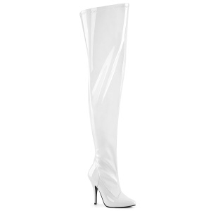 Branco 13 cm SEDUCE-3000WC botas altas da coxa bezerro largos