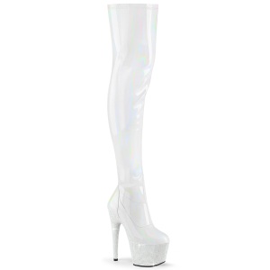 Branco 18 cm BEJ-3000-7 Holograma botas overknee pole dance
