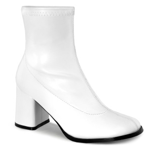 Branco Imitação Couro 7,5 cm GOGO-150 botinha com salto grosso stretch