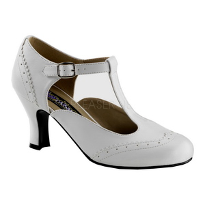 Branco Vegano 7,5 cm retro vintage FLAPPER-26 sapatos scarpin salto alto