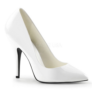 Branco Verniz 13 cm SEDUCE-420 scarpin de bico fino salto alto