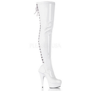 Branco Verniz 15,5 cm DELIGHT-3063 bota acima do joelho
