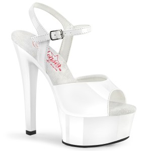 Branco plataforma 15 cm GLEAM-609 sandália salto alto pleaser