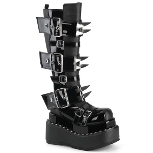 Envernizado 11,5 cm BEAR-215 emo botas piramidal plataforma na cor preta