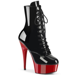Envernizado 15,5 cm DELIGHT-1020 Botinha Cano Curto Plataforma Vermelho