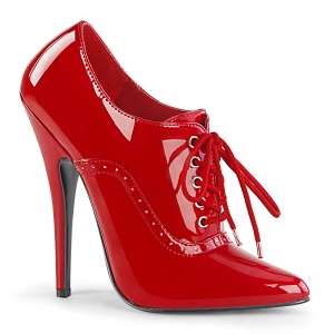Envernizado 15 cm DOMINA-460 scarpin oxford de amarrar vermelho