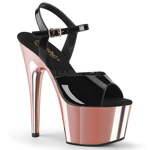 Envernizado 18 cm ADORE-709 Sapatos Salto Alto Plataforma Rosa