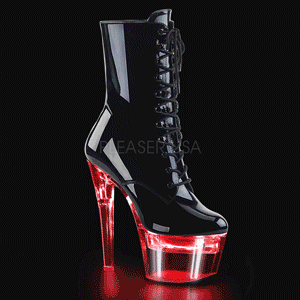 Envernizado 18 cm FLASH-1020-7 botinha pole dance plataforma luzes de led