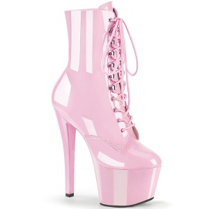 Envernizado 18 cm SKY-1020 Rosa botinha femininos com cadarco salto alto
