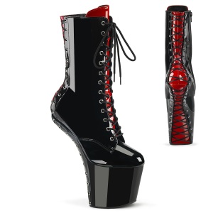 Envernizado 20 cm CRAZE-1040FH Heelless botinha saltos plataforma pony preto