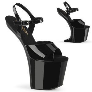 Envernizado 20 cm CRAZE-809 Heelless saltos altos plataforma pony preto
