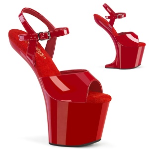 Envernizado 20 cm CRAZE-809 Heelless saltos altos plataforma pony vermelho