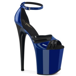 Envernizado 20 cm FLAMINGO-884 azuis sapatos pleaser de salto alto