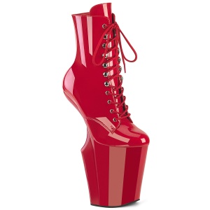 Envernizado 20 cm WORSHIP-1020 Heelless botinha saltos plataforma pony vermelho