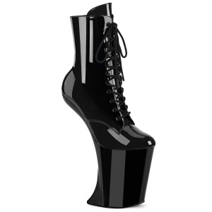 Envernizado 23 cm BEWITCHED Heelless botinha saltos plataforma pony preto