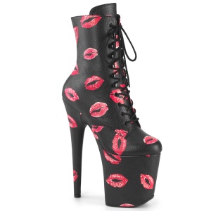 FLAMINGO-1020KISSES 20 cm bota salto alto plataforma pleaser preto