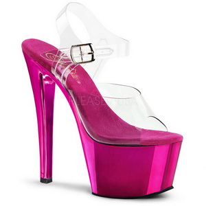 Fucsia Transparente 18 cm SKY-308 Plataforma Salto Agulha