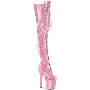 Glitter Rosa 20 cm FLAMINGO-3020GP botas altas de salto alto com ataduras