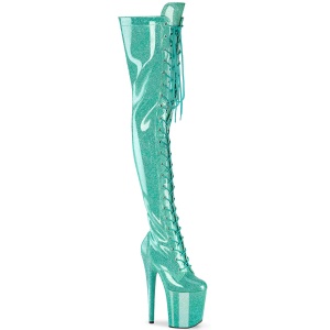 Glitter Verdes 20 cm FLAMINGO-3020GP botas altas de salto alto com ataduras