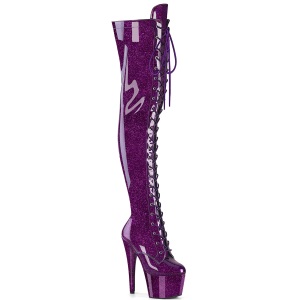 Glitter Violeta 18 cm ADORE-3020GP botas altas de salto alto com ataduras
