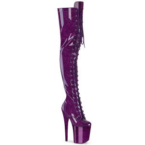 Glitter Violeta 20 cm FLAMINGO-3020GP botas altas de salto alto com ataduras