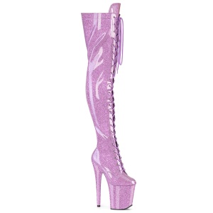 Glitter roxo 20 cm FLAMINGO-3020GP botas altas de salto alto com ataduras