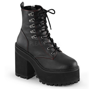 Imitação Couro 12 cm ASSAULT-100 botinha de mulher plataforma góticos