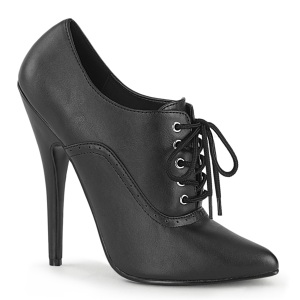 Imitação Couro 15 cm DOMINA-460 scarpin oxford de amarrar preto