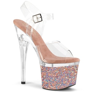 Ouro 18 cm ESTEEM-708LG Sapatos plataforma de salto glitter