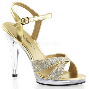 Ouro Glitter 12 cm FLAIR-419G Saltos Altos para Homens