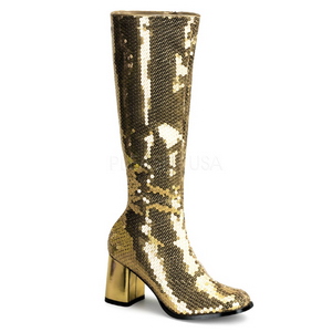 Ouro Lantejoulas 8 cm SPECTACUL-300SQ Botas Femininas