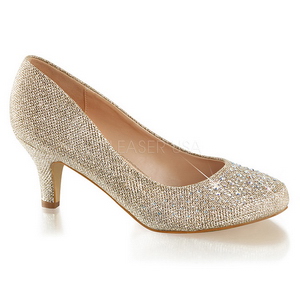 Ouro Pedras Cristal 6,5 cm DORIS-06 sapato scarpin para noite de festa