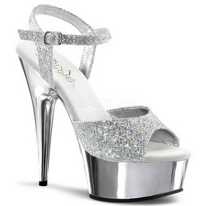 Prata 15 cm Pleaser DELIGHT-609G Cromo Plataforma Salto Alto