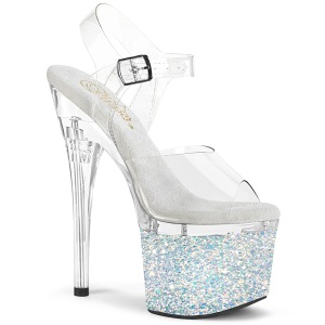 Prata 18 cm ESTEEM-708LG-2 Sapatos plataforma de salto glitter