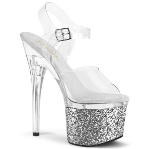 Prata 18 cm ESTEEM-708LG Sapatos plataforma de salto glitter