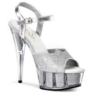 Prata Glitter 15 cm DELIGHT-609-5G Salto Alto Plataforma