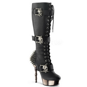 Preto 14 cm MUERTO-2028 Cromo Plataforma Botas Femininas