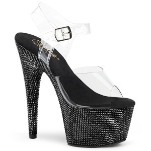 Preto 18 cm BEJEWELED-708DM Plataforma sapatos de salto com strass