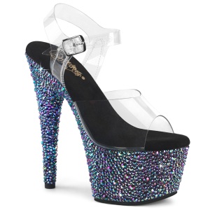 Preto 18 cm BEJEWELED-708MS sapato salto alto pole dance strass plataforma