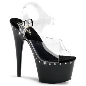 Preto 18 cm Pleaser ADORE-708LS Saltos Altos Plataforma
