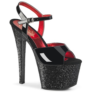 Preto 18 cm SKY-309 glitter plataforma sandálias mulher