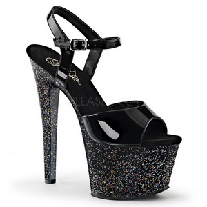 Preto 18 cm SKY-309MG Glitter Plataforma Salto Agulha