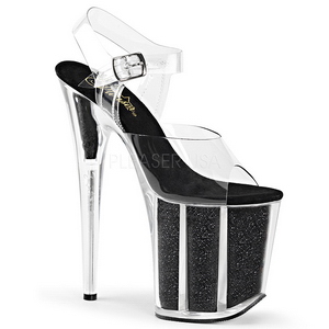 Preto 20 cm FLAMINGO-808G Glitter Plataforma Salto Agulha