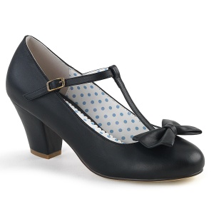 Preto 6,5 cm retro vintage WIGGLE-50 Pinup sapatos scarpin com salto grosso
