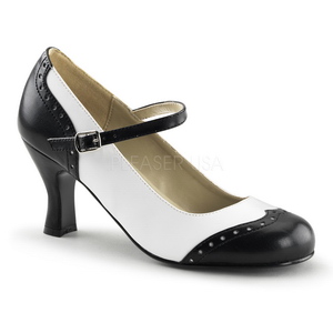 Preto Branco 7,5 cm retro vintage FLAPPER-25 sapatos scarpin salto alto