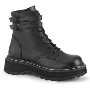 Preto Imitação Couro 3 cm LILITH-152 botinha demoniacult com plataforma